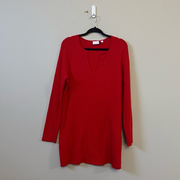 Anthropologie Sweaters - Ettiwa by Anthropologie Red merino wool blend split hem longline tunic sweater